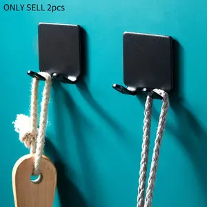 2pcs non perforated hooks, stainless steel jacket hooks, shaver rack, kitchen and bathroom plug hooks, simple wall hooks