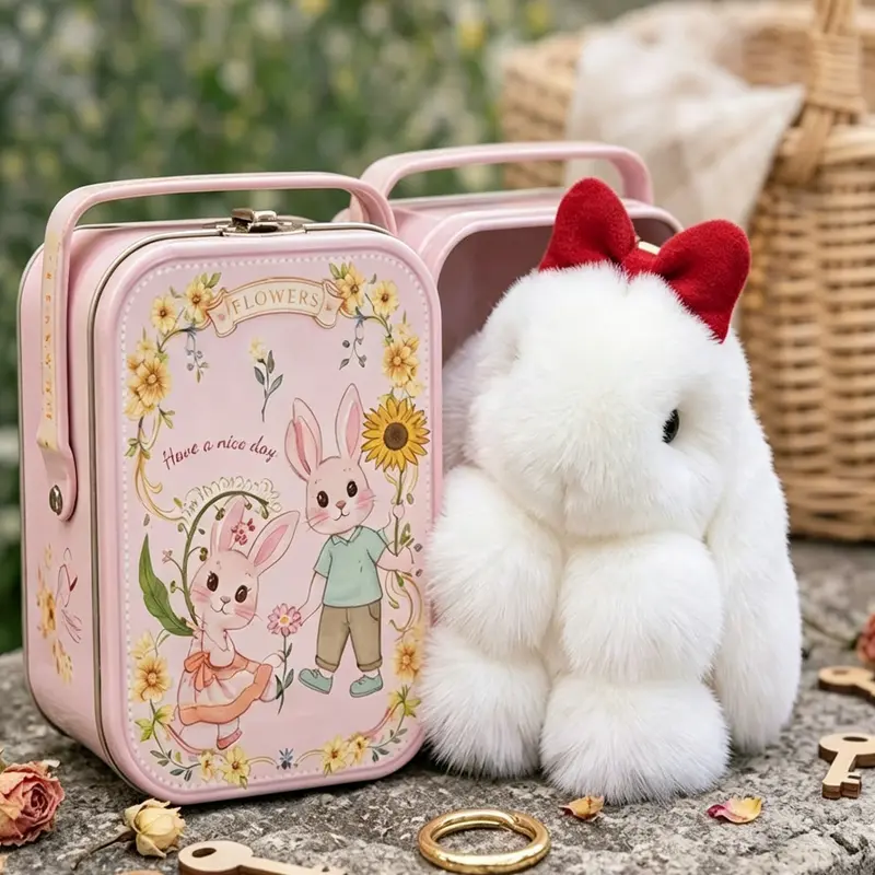 Lop-Eared Rabbit Bag Charm Gift Box Set, Cute Bag Pendant, Soft Imitation Rabbit Fur, 3D-Shaped Design, Childlike Print, Fairy Tale Feel, Holiday & Kids Gifts, Suitable for Handbags and Purses, Purse Charms