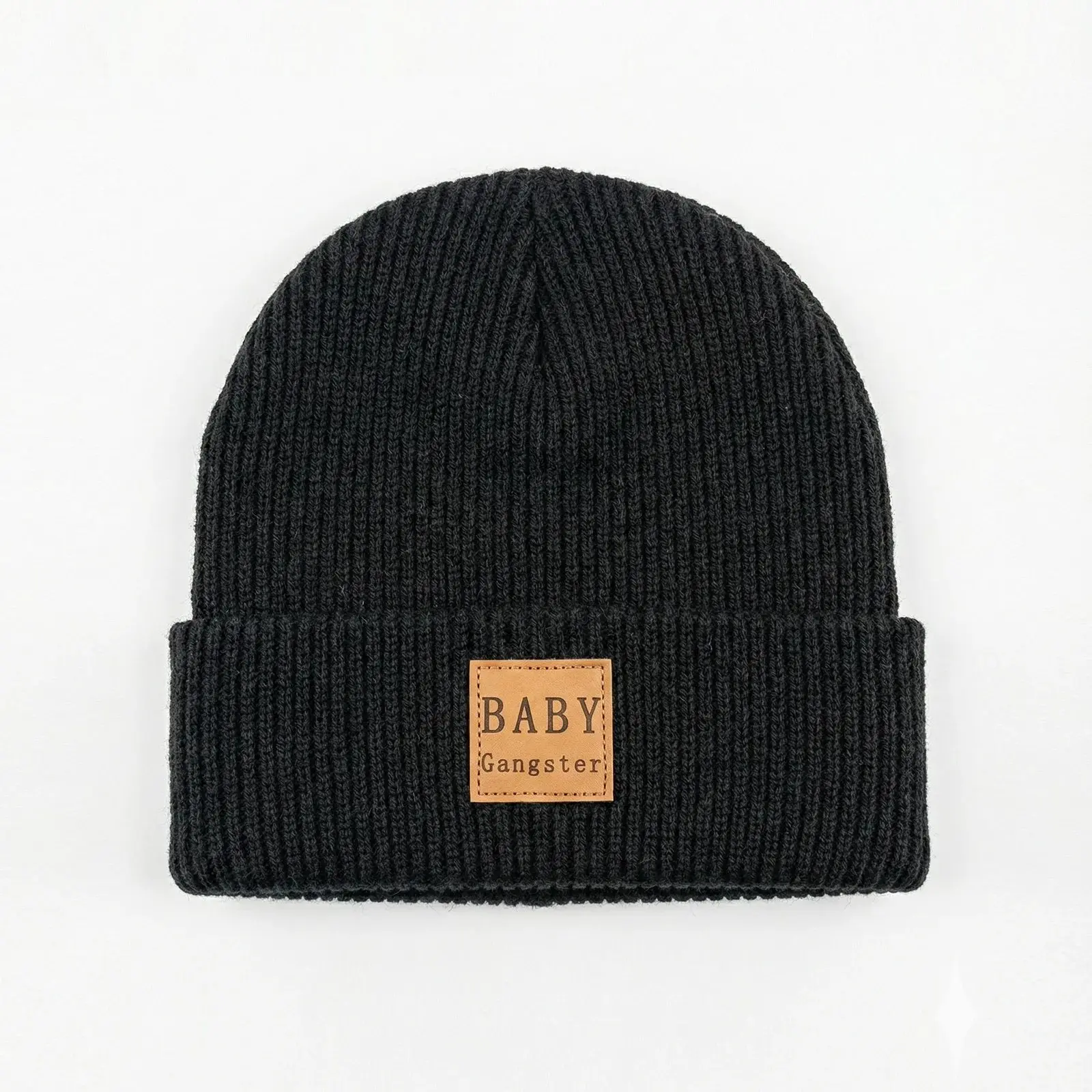 BabyGangster Knit Beanie Cap, Minimalist Stretch-Fit Casual Hat for Everyday Daily Wear (Festive & Party Accessories)