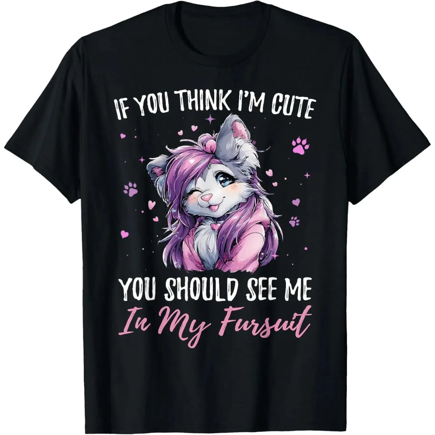 Men's Funny Wolf Graphic T-Shirt in 100% Cotton, Whimsical Streetwear Style with a Printed Fursuit Quote, Short-Sleeve Round Neck, Tshirt, Graphic T Shirts, Casual Wear, Furry Adventures Graphic Men's Short-Sleeve T-Shirts