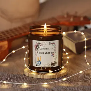Late For Shabbat, Soy Candle, Religious Gift For Her, Spiritual Quote Candle, Shabbat Celebration Present, Holiday Decor