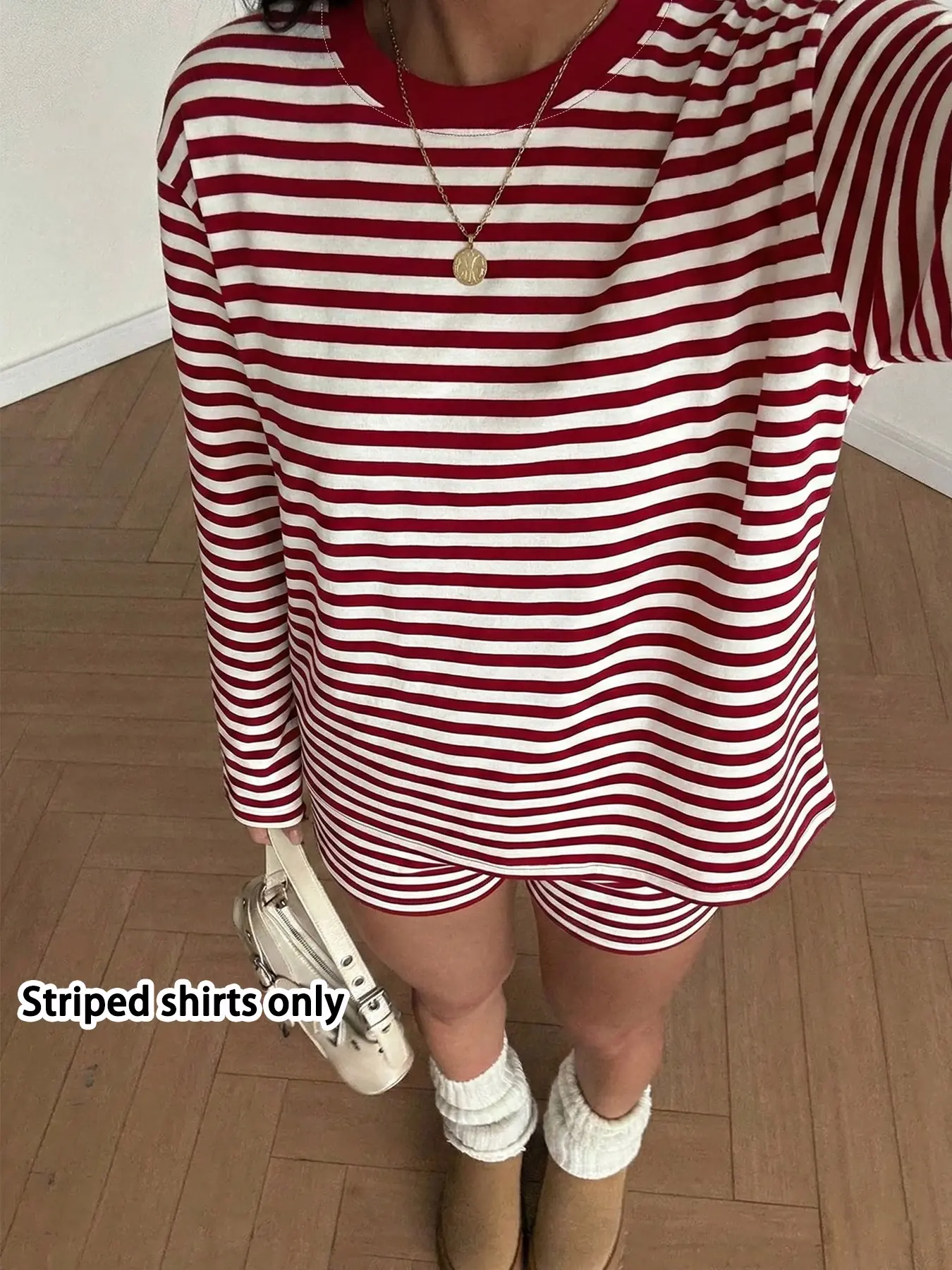Women's Striped Round Neck Long T-Shirt, Loose Thin Fit, Soft Knitwear, Casual Street Style, Spring Autumn Fashion