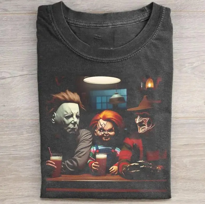 Vintage Horror Movie Characters T-Shirt, Funny Halloween Shirt, Unisex T-Shirt, Y2K 90s Graphic Shirt, gift for her, him, Womenswear Top, Halloween Shirt