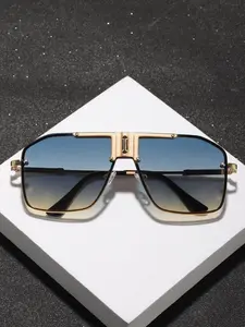 Unisex Retro Business Style Metal Frame Square Sunglasses, Fashionable Frames Sunglasses, Colorful Lenses, Fashion Eyewear for Daily Use & Outdoor Activities