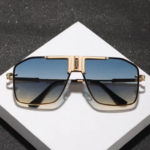 Unisex Retro Business Style Metal Frame Square Sunglasses, Trendy Vintage Sunglasses, Fashionable Frames Sunglasses, Stylish Sunglasses, Colorful Lenses, Fashion Eyewear for Daily Use & Outdoor Activities