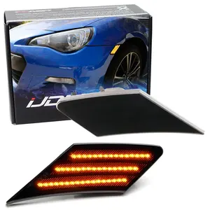 iJDMTOY JDM Smoked Lens 3-Stripe Full LED Side Marker Light Assembly For 2013-16 Scion FR-S, 2013-21 Subaru BRZ & 2017-21 Toyota 86