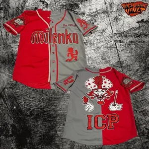 Split Colors Red Milenko Baseball Jersey  ICP Juggalo Jersey