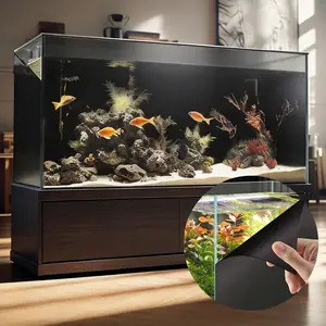 1PC Self-Adhesive Scratch-Resistant Aquarium Wallpaper with a Black Background, Easy to Peel & Install Background Stickers, Aquatic Plants, Decorative Accessories, Aquarium Poster Backgrounds, Ideal for Enhancing Habitats And Shelters