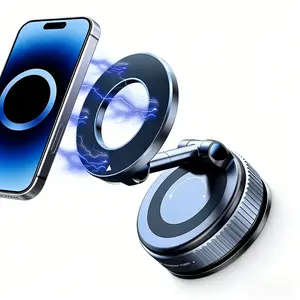 Universal Magnetic Car Phone Holder Strong Vacuum Suction Cup Mount for All Smartphones & Vehicles Foldable Design Works on Dashboard Gym & Bathroom Mirrors L168