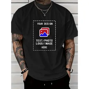 Custom T-Shirt Personalized Front and Back Double-Sided Print T-Shirt Pure Cotton T-Shirt - Add Your Image and Design - Unisex Adult Size - Crew Neck Short Sleeve Soft Comfortable Casual Workout Fashion Sportswear