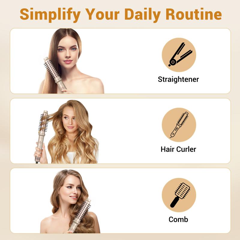 AIKO PRO 1.5 Inch Auto Rotating Curling Brush, Spinning Heated Thermal Round Brush Volumizer, 3 in 1 Ionic Hair Brush Styler for Long Medium Hair, 3 Temp Settings, 30S Fast Heat-Up, Dual Voltage