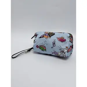 Pre-owned PRADA Nylon Small Leather Goods Tessuto Stampato Surf Print Wristlet Cosmetic Pouch JD365PR