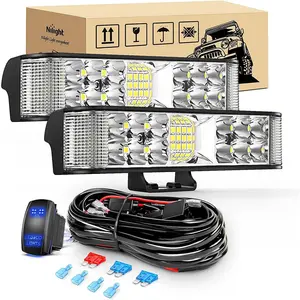 Nilight Side Shooter LED Work Light Bar/Pods, 2PCS 6.5in 60W Flood-Spot Beam Combo, Fog/Driving Lights with 16AWG 5Pin Rocker Switch Wiring Harness Kit for Truck, ATV Under Dash Lighting,summervibes