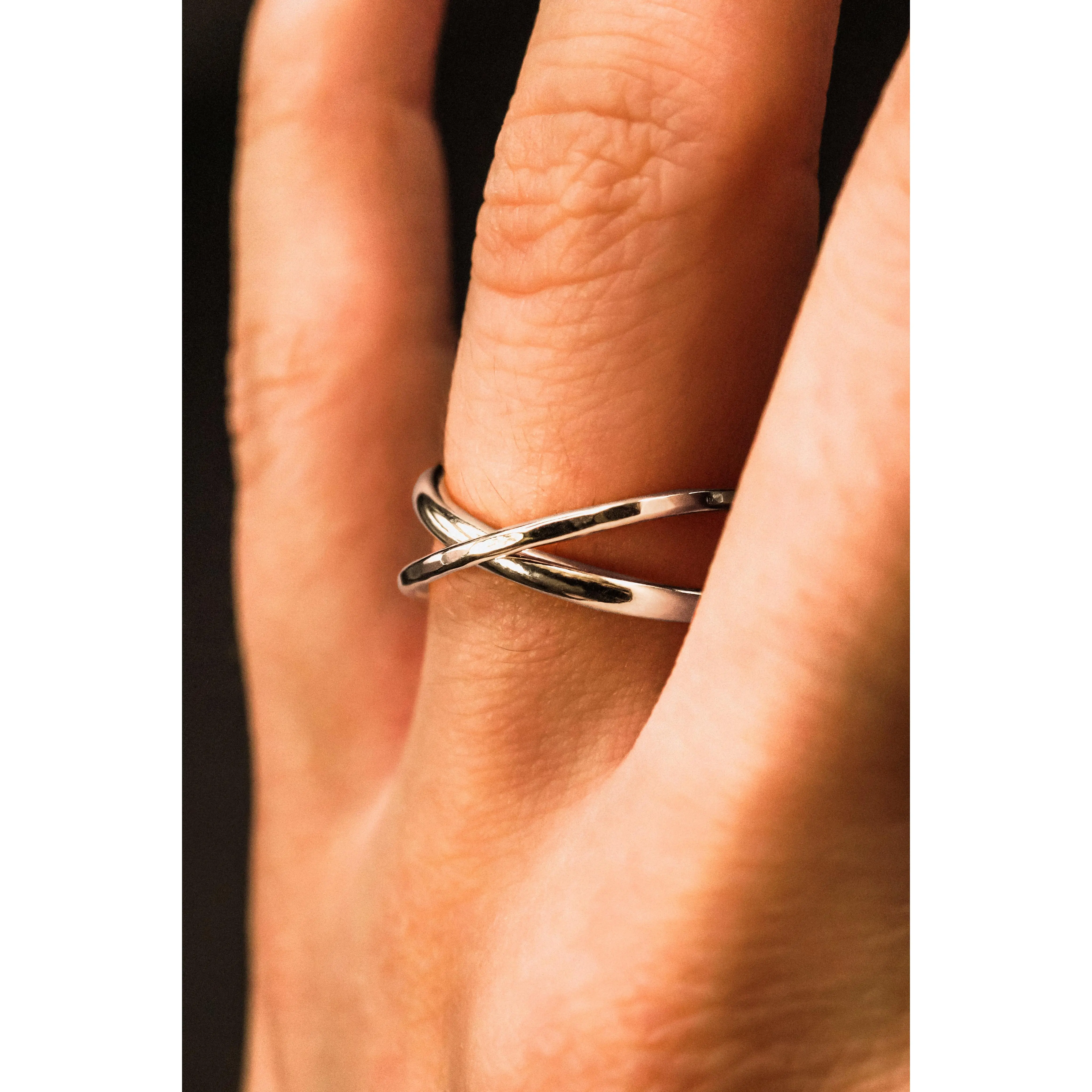 Asymmetrical Interlocking Ring, Sterling Silver