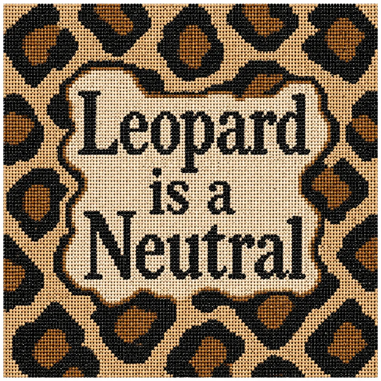 Leopard is A Neutral Printed Needlepoint Canvas