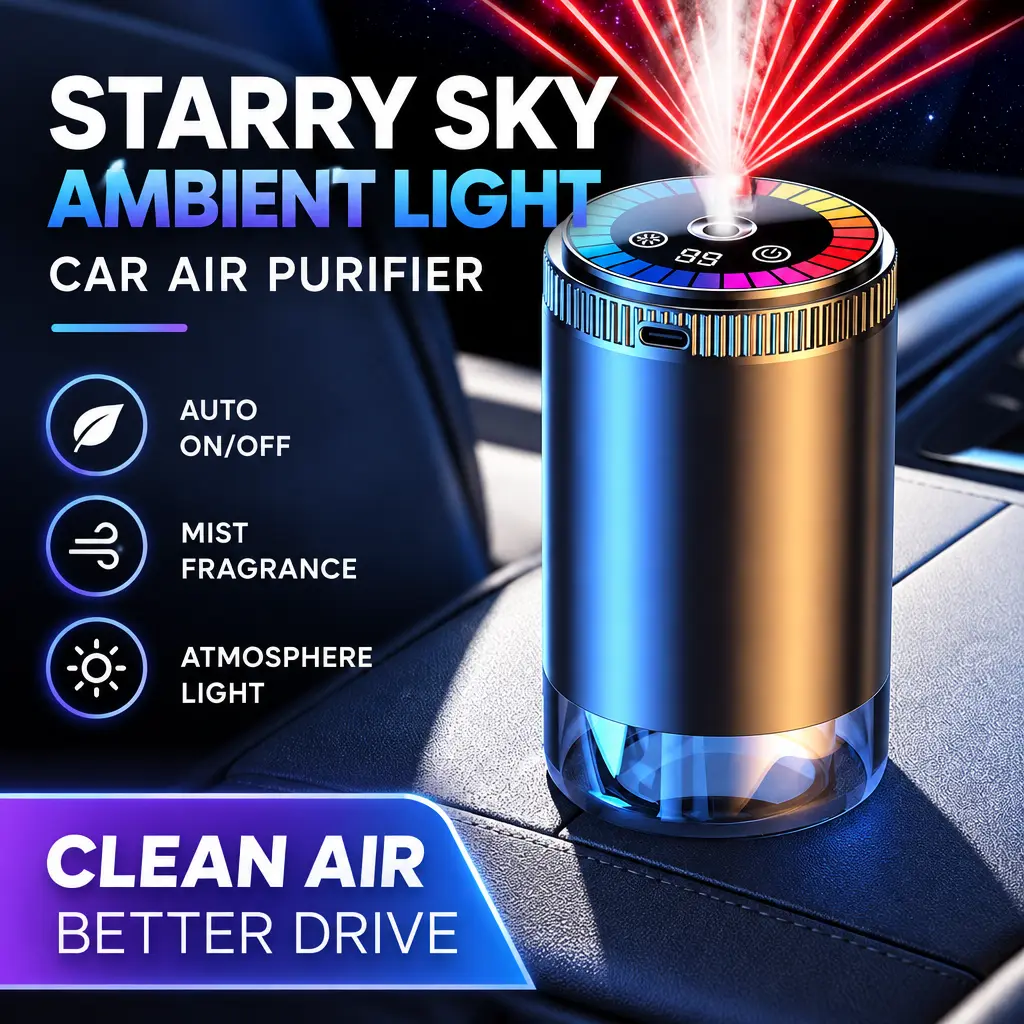 Star Sky Projection Car Aroma Diffuser with Sound Pickup, USB Rechargeable Auto Mist Spray Air Freshener, Car Interior Decor, Ideal Gift for Men & Women