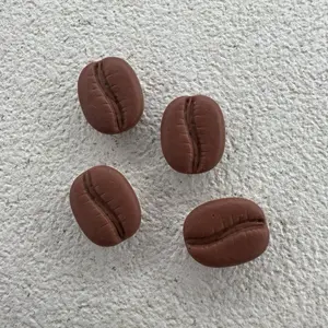 Realistic Coffee Bean Mini Charms 4pcs– Cute Handmade Beads for DIY Bracelets, Phone Straps & Keychains