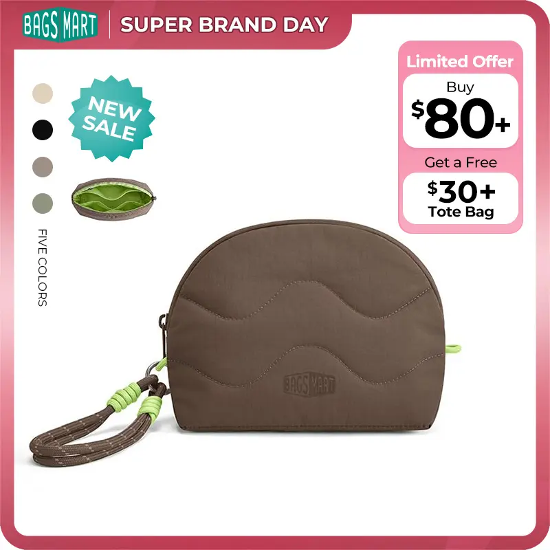 【NEW IN】BAGSMART SOUND Wave Shell Women's Coin Purse, Water-Resistant Mini Pouch with Detachable Wrist Strap, Multi-Compartment Contrast Lining, 5 Colors Super Brand Day tiktokshopbacktoschool