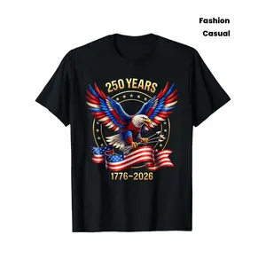 Patriotic Eagle and Flag 250 Years 1776-2026 4th of July T-Shirt for Men Women Couple Trendy Cotton Tops Short Sleeve, Street Style Short Sleeve Tee, Comfort Tee, Casual Summer Tee, Must-have Fashionable Tee