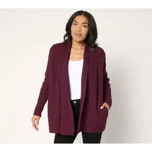 Aran Craft Merino Wool Open Front Cardigan