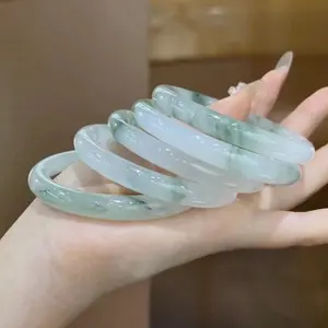 Tianshan Jade Bracelet Half Floating Flower Round Bar Bracelet Sub Beauty Bracelet