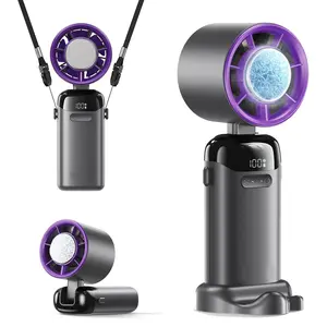 4-in-1 portable refrigeration handheld turbo fan with 200 speed settings,21,000 RPM High Speed, digital display, 120° rotatable, USB Rechargeable 15H Long Lasting mini personal fan for travel office desk indoor use