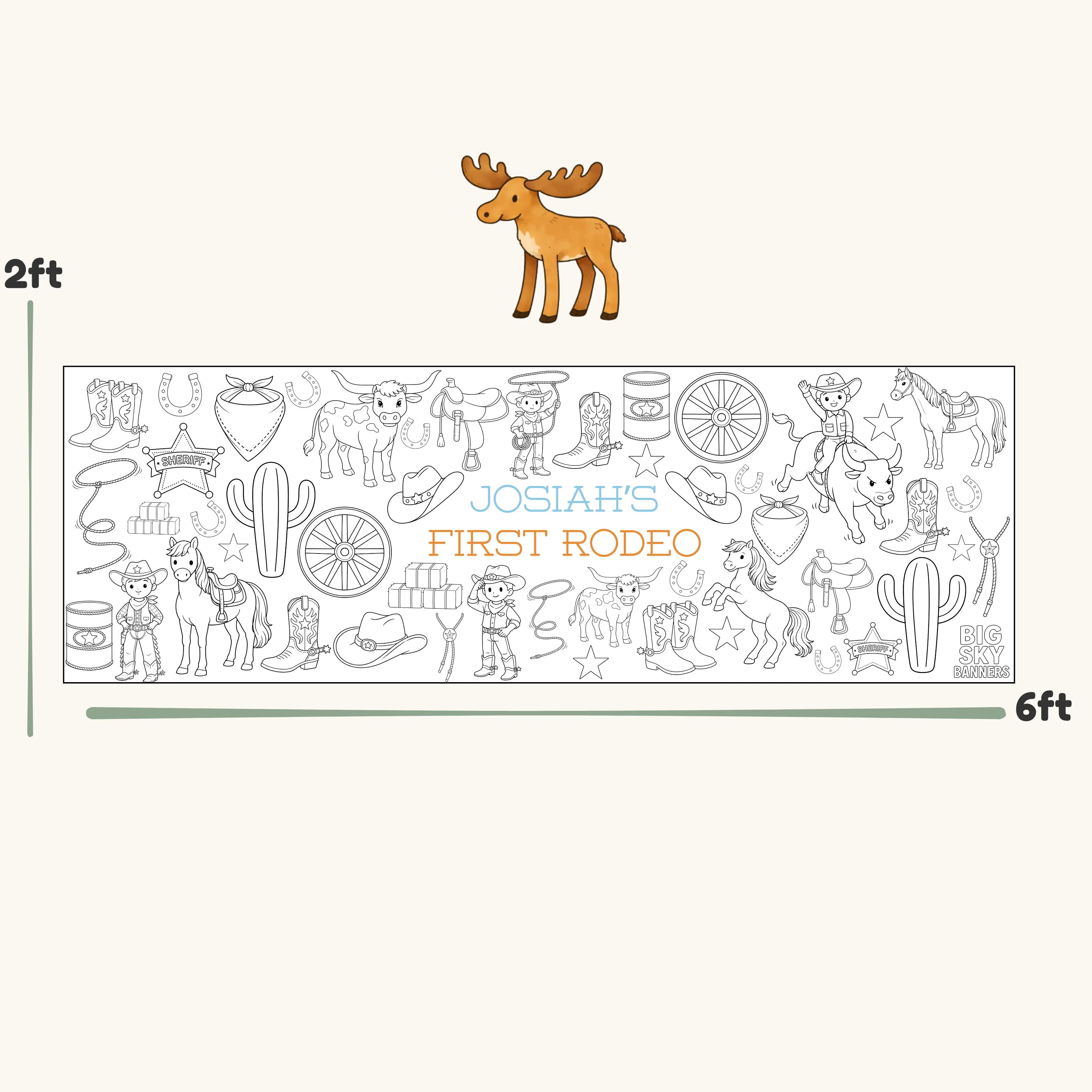 Customizable First Rodeo Giant Coloring Banner