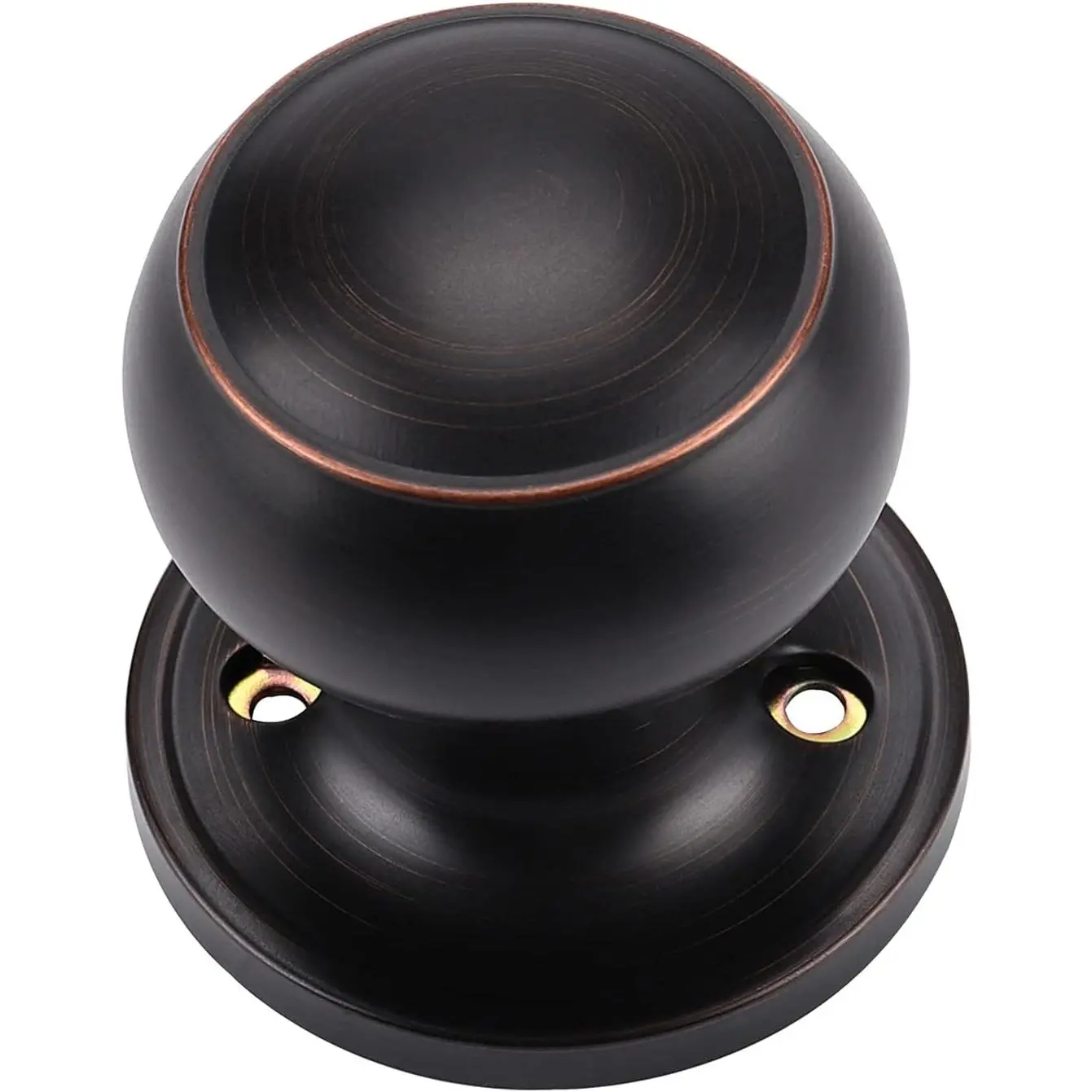 Classic Round Oil Rubbed Bronze Half Dummy Keyless Door Knob Lock Handle, Anti-Rust/Corrosion, Easy to Install for Living Room Furniture Daily Use, 1 Pack, Non-Locking Doorknobs