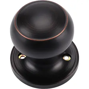 Classic Round Oil Rubbed Bronze Half Dummy Door Knob Lock Keyless Handle for Furniture Living Room, 1Pack