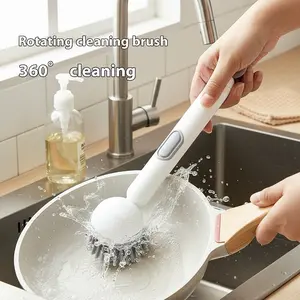 6-in-1 Dish Brush with Detergent Dispenser 360° Rotating Scrubber for Pots Pans Dishes & Utensils Adjustable Angles Non-Slip Grip Handle Durable PET Bristles Ergonomic Design Anti-Slip Grip Integrated Soap Dispenser