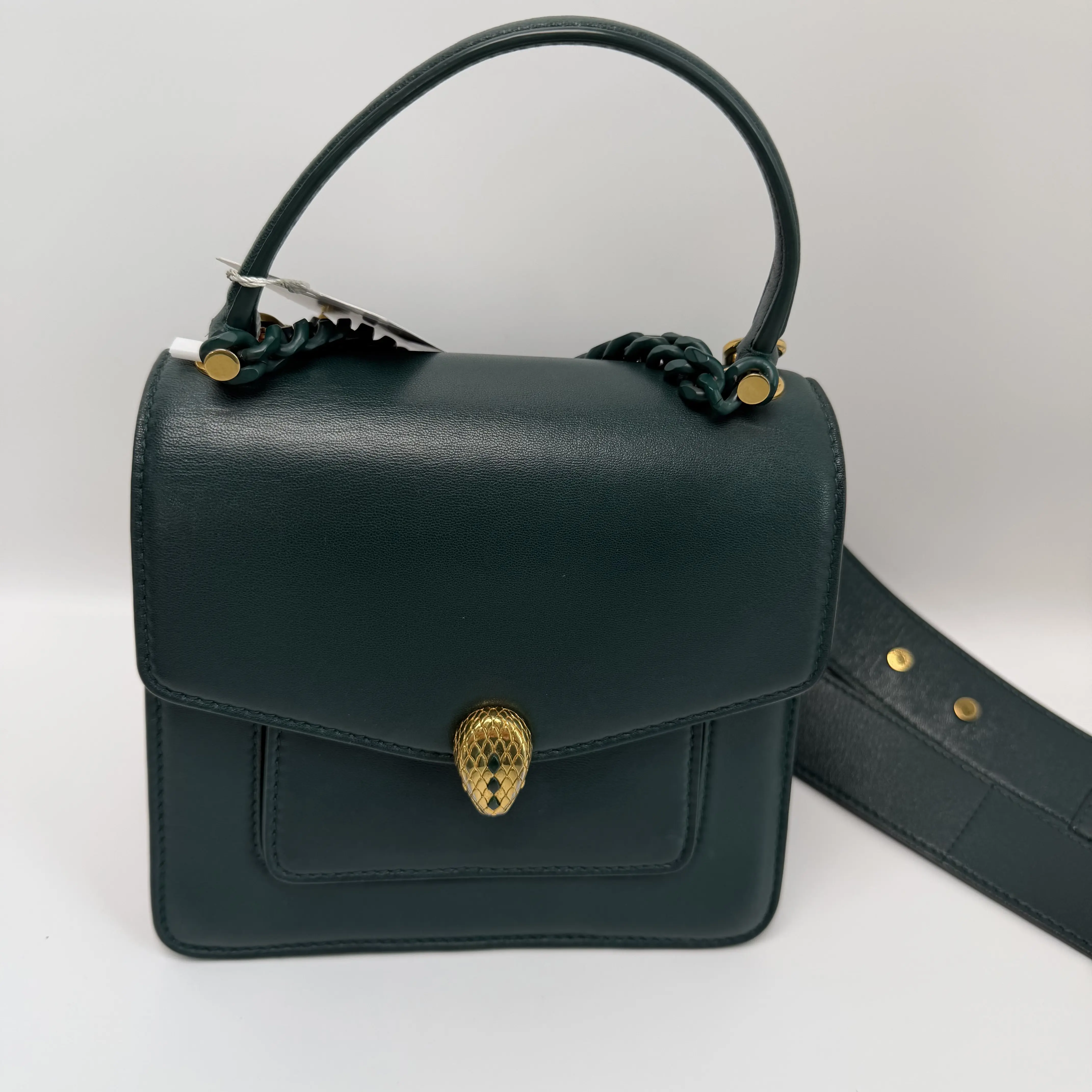 Pre-owned Bulgari lambskin Shoulder Bags Bvlgari Serpenti Forever Green Shoulder Bag T ZY0000336368