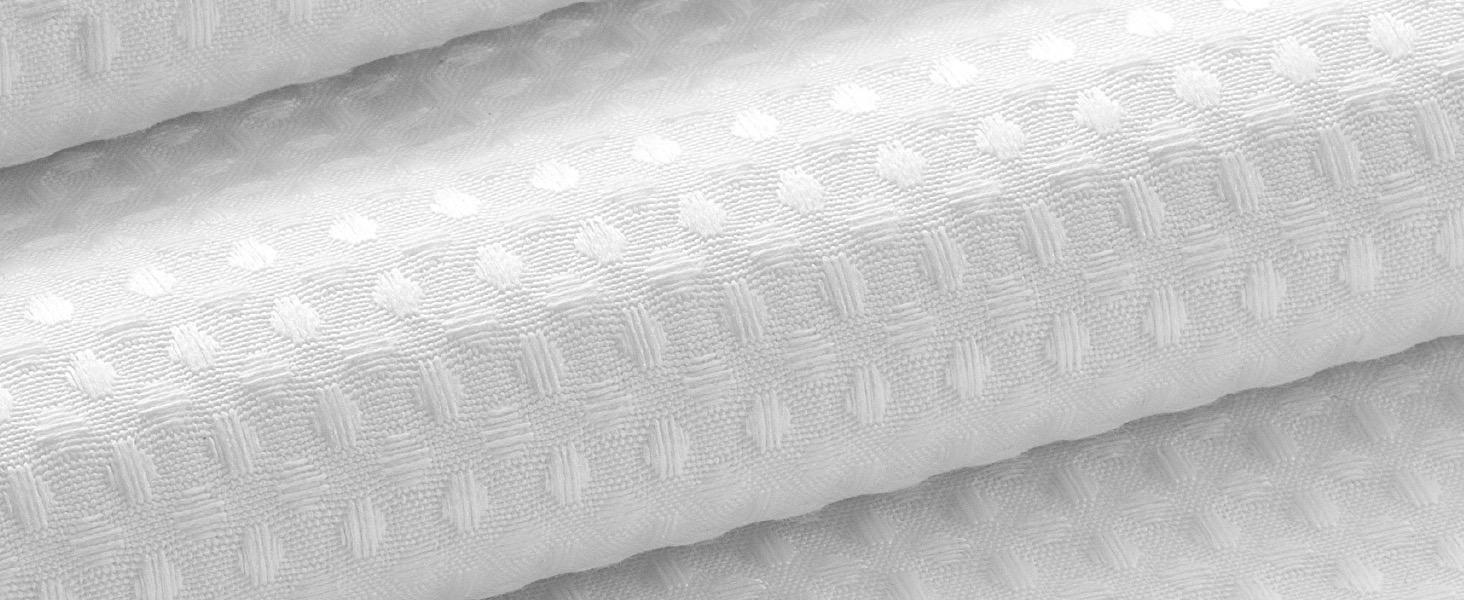 No Hook Shower Curtain and Liner Set,White Hotel Waffle Shower Curtain with Liner 75" L x 72" W