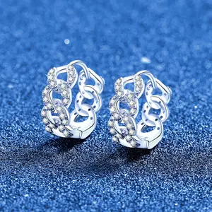 Luxury S925 Silver Moissanite Earrings, Twisted Infinity Symbol Hoop Earrings, INS Style Design, Elegant Stud Earrings