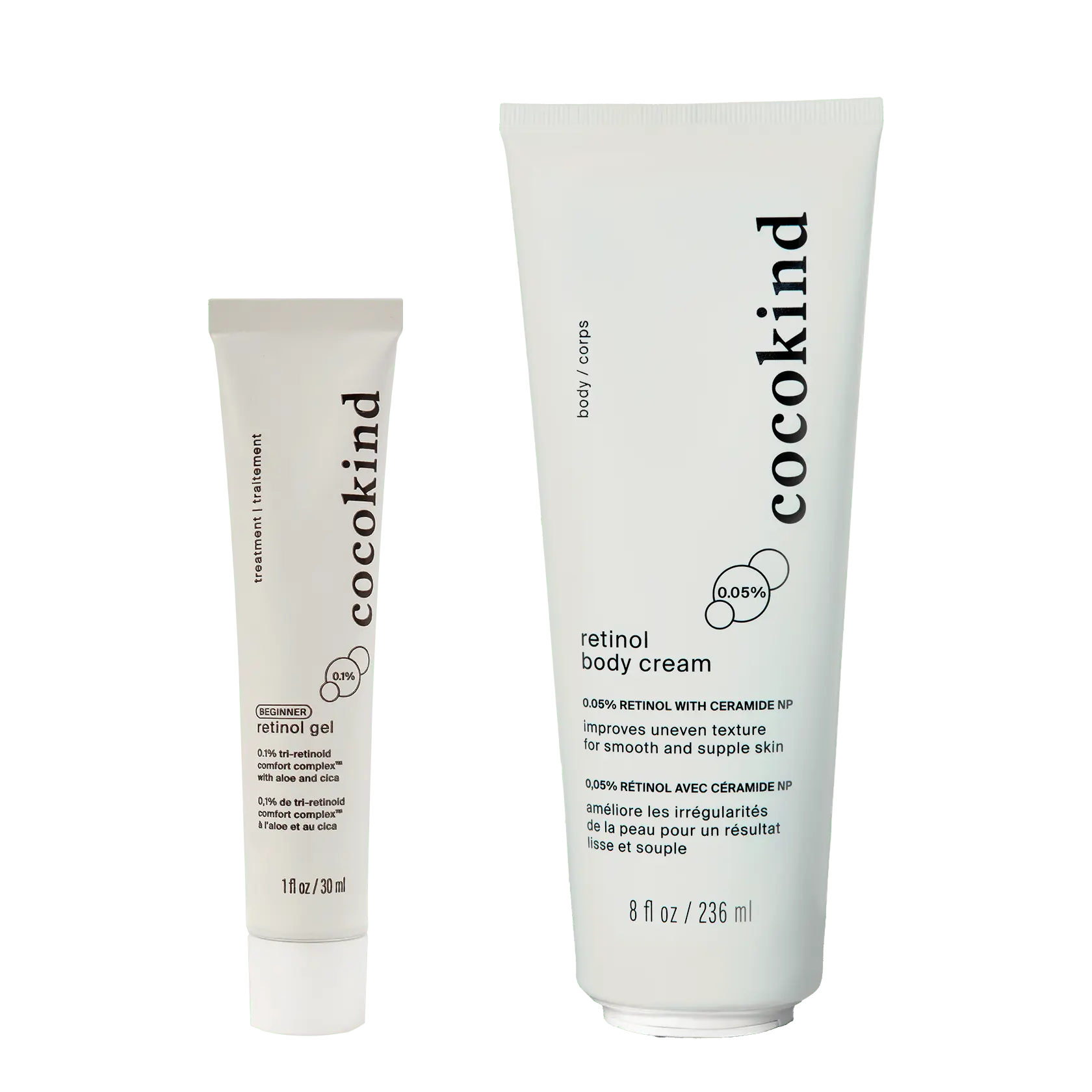 [cocokind] Retinol Face + Body Duo | 2-Piece Skincare Set | Beginner Retinol Gel 0.1% + Retinol Body Cream 0.05% with Ceramide NP | Smooths Texture & Reduces Breakouts & Firms Skin
