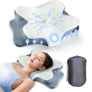 White butterfly-shaped Supportive memory foam neck pillow with storage bag, foldable and washable silk pillowcase, Ideal for birthdays, Christmas gifts, Suitable for side, stomach sleepers, for home, travel, camping