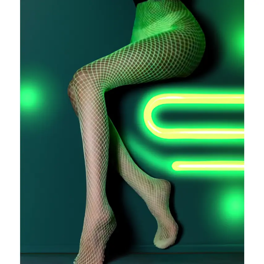 White Glow in the Dark Fishnets Womenswear Underwear Lady Women