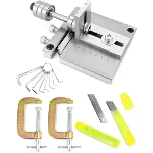 Heavy Duty Leather Strap Cutting Tool, 7075 Aluminium Alloy Plate Belt Cutter Machine, Max 60mm Width for Thick Hard Leather with 10 Blades, 2 C-Clamps, and 8 Wrenches