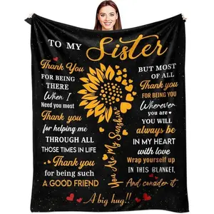 Gifts for Sister, Sister, Birthday Gift from Sis/Brother, Birthday Gift for Women, Sisters, Best Sisters, Gift Ideas, Blanket, Slogan Print Blanket