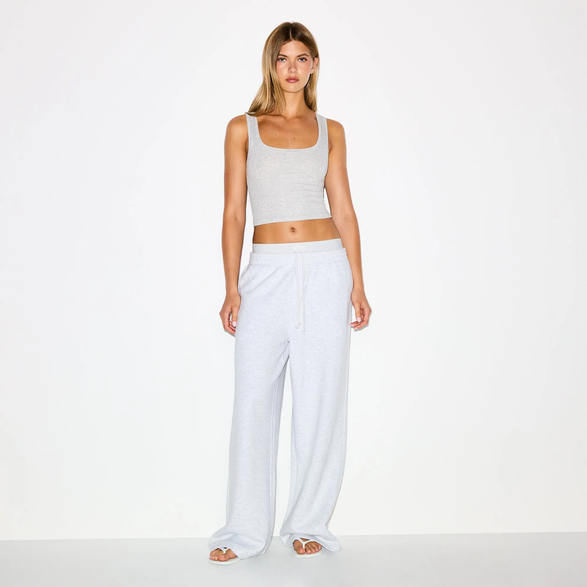 SKIMS COTTON FLEECE OVERSIZED DOUBLE WAISTBAND PANT