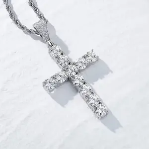 Moissanite Tennis Cross Pendant