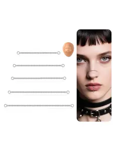 5Pcs Nose Chain Piercing Stainless Steel Across Top Nose Rings Chain Heart Double Nostril Bridge Jewelry for Women Men Silver Plated 32/35/40/45/50mm