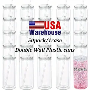 Crafix 50pcs 16/20oz Acrylic Snow Globe Cups – Clear Double Wall with Pre-Drilled Hole