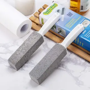 Floating stone toilet cleaning brush with handle, hard water ring remover and stain scrubber, suitable for bathrooms, swimming pools, sinks and bathtubs, ergonomic heavy-duty cleaning tool, Bathroom Brush Cleaner