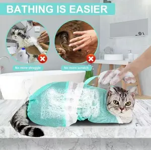 Cat Grooming & Bathing Bag – Multi-functional Adjustable Breathable Restraint Shower Bag, Adjustable Cat Bathing Bag, Multi-purpose Grooming Bag, Pet Bathing Supplies, Dog and Cat Grooming Essentials.