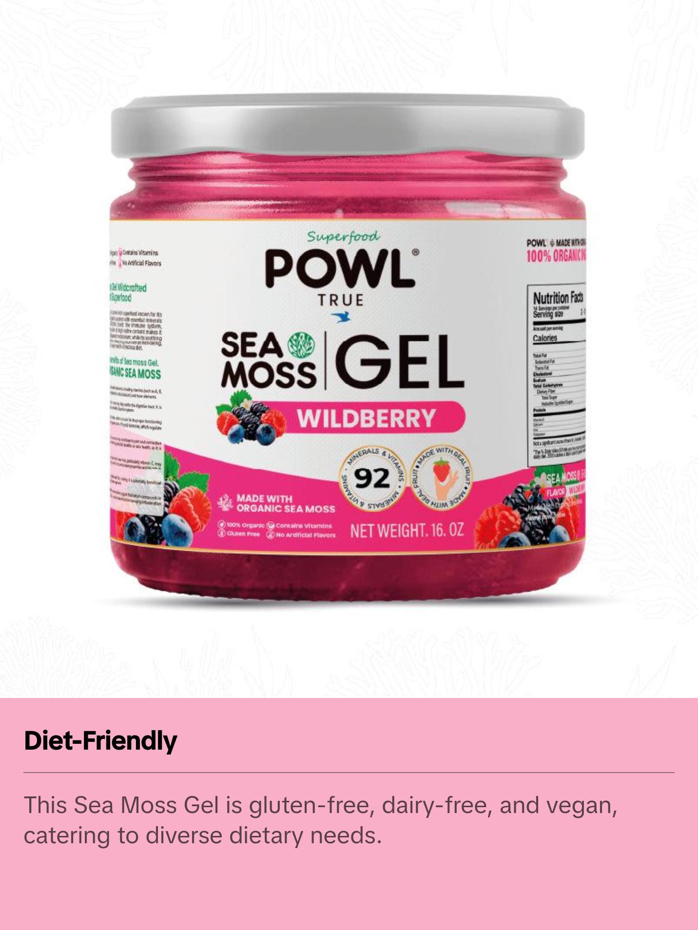 Organic Sea Moss Gel - Wildcrafted Irish Natural Superfood - WildBerry flavor.