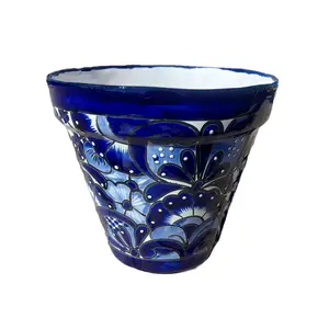 Talavera Flower Pot - Blue and White