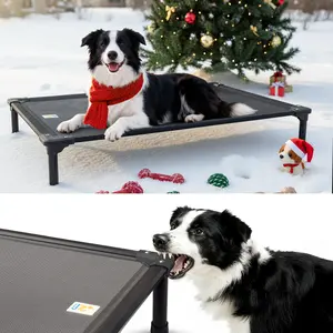 Sytopia Outdoor Elevated Dog Bed for Large Dogs, Chew-Proof Pet Camping Raised Cot with Breathable Mesh - Durable Frame, Cooling Hammock Bed, Non-Slip Feet, Waterproof, Easy Clean