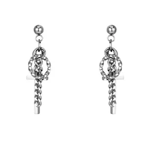Titanium steel earrings, hoop cross earrings, earrings for men with pierced ears, daily wear gifts