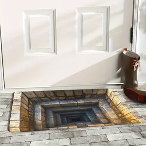 3D Illusion Endless Abyss Doormat Non-Slip Machine Washable Rug for Front Door Entryway Bathroom Bedroom Apartment Home Décor 50cm x 80cm & 60cm x 90cm