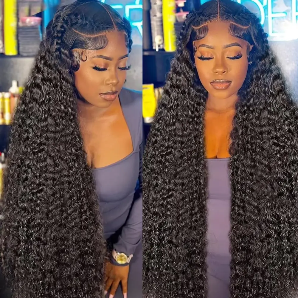 Bling Hair Water Wave 13x4 13x6 HD Transparent Lace Wig 32 34Inch Brazilian Human Hair Lace Frontal Wigs#DealsForYouDays Pre Plucked For Women Deep Wave Human Hair Lace Frontal Wigs Real Human Hair 180% Natural Hairline